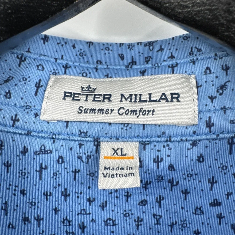 Peter Millar Summer‎ Comfort Blue Southwest All Over Print Men Polo XL